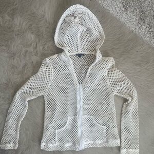 White Mesh Hooded Jacket - 80s 90s Vintage
